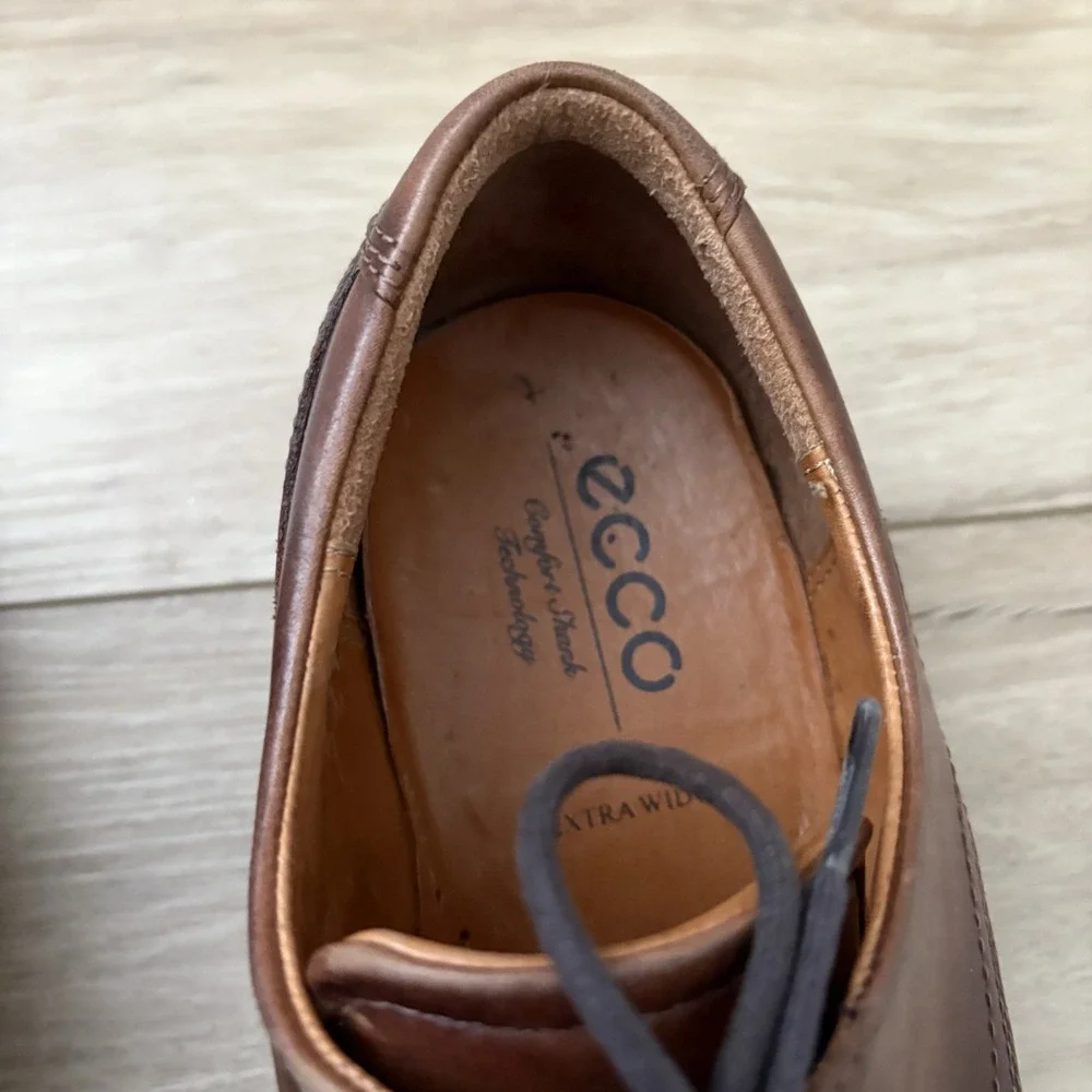 Ecco Men's Brown Oxford Tie Shoes Size 41‎ US 8.5 Extra Width Comfort Shank